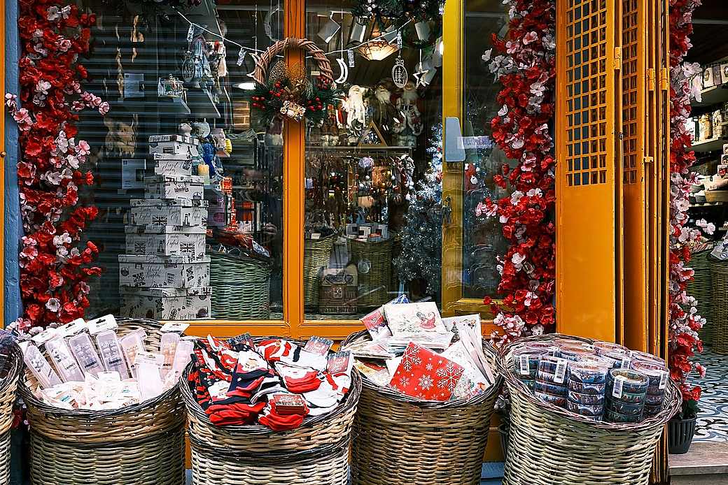 Handmade gifts and crafts inside the store in Stone Town, Zanzibar
